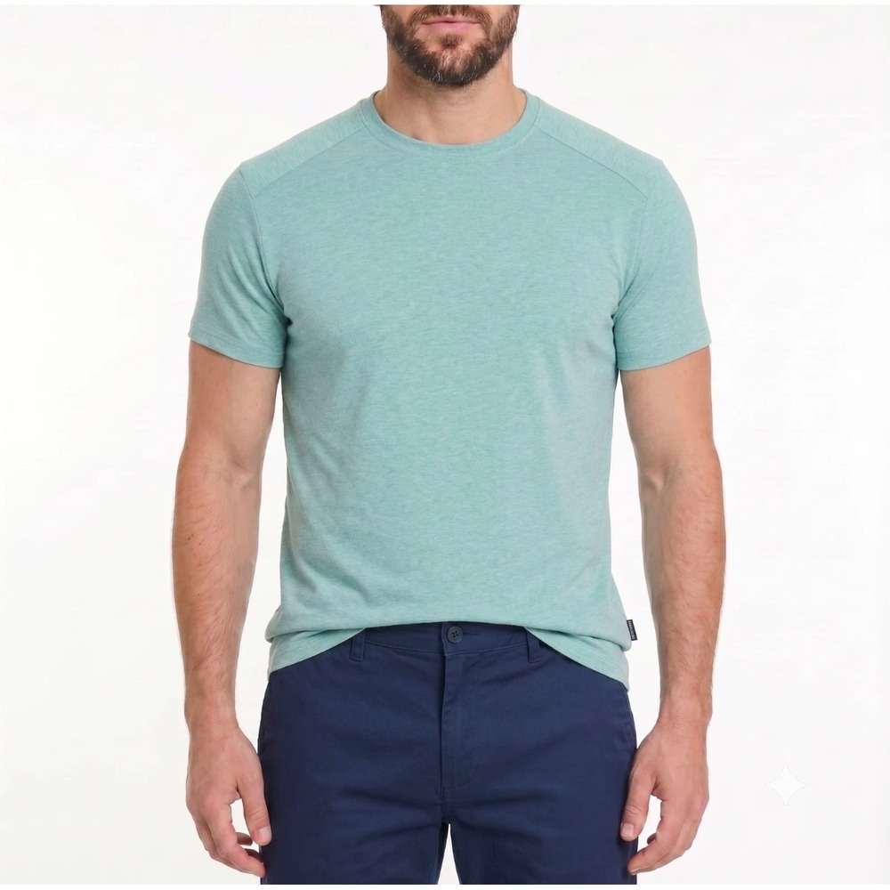 Kenneth Cole New York Mens •XL• Green Heathered Organic Cotton Stretch Tee-Shirt